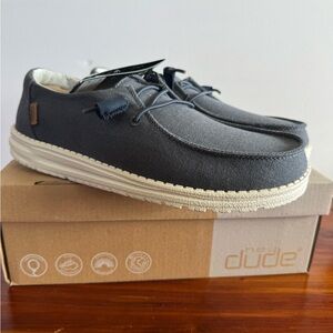 Hey Dude Wendy Chambray Navy White Women’s 9 Comfort Slip-On Shoes New